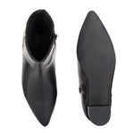 Black textured ankle boots with a sleek snakeskin pattern and a block heel design