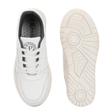 White Lace-Up Platform Heel Sneakers
