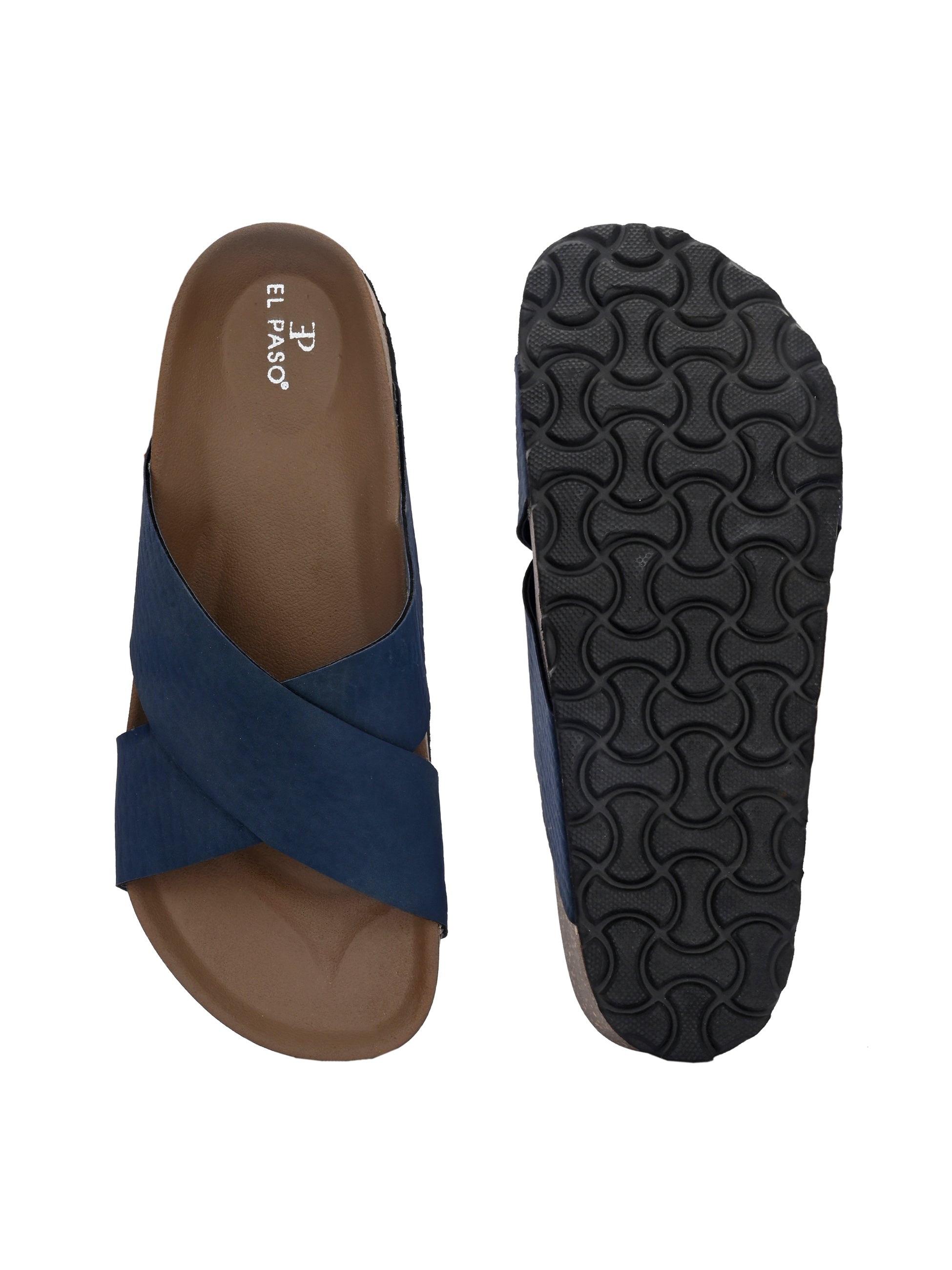 Blue Men's casual flat heel criss-cross sandal