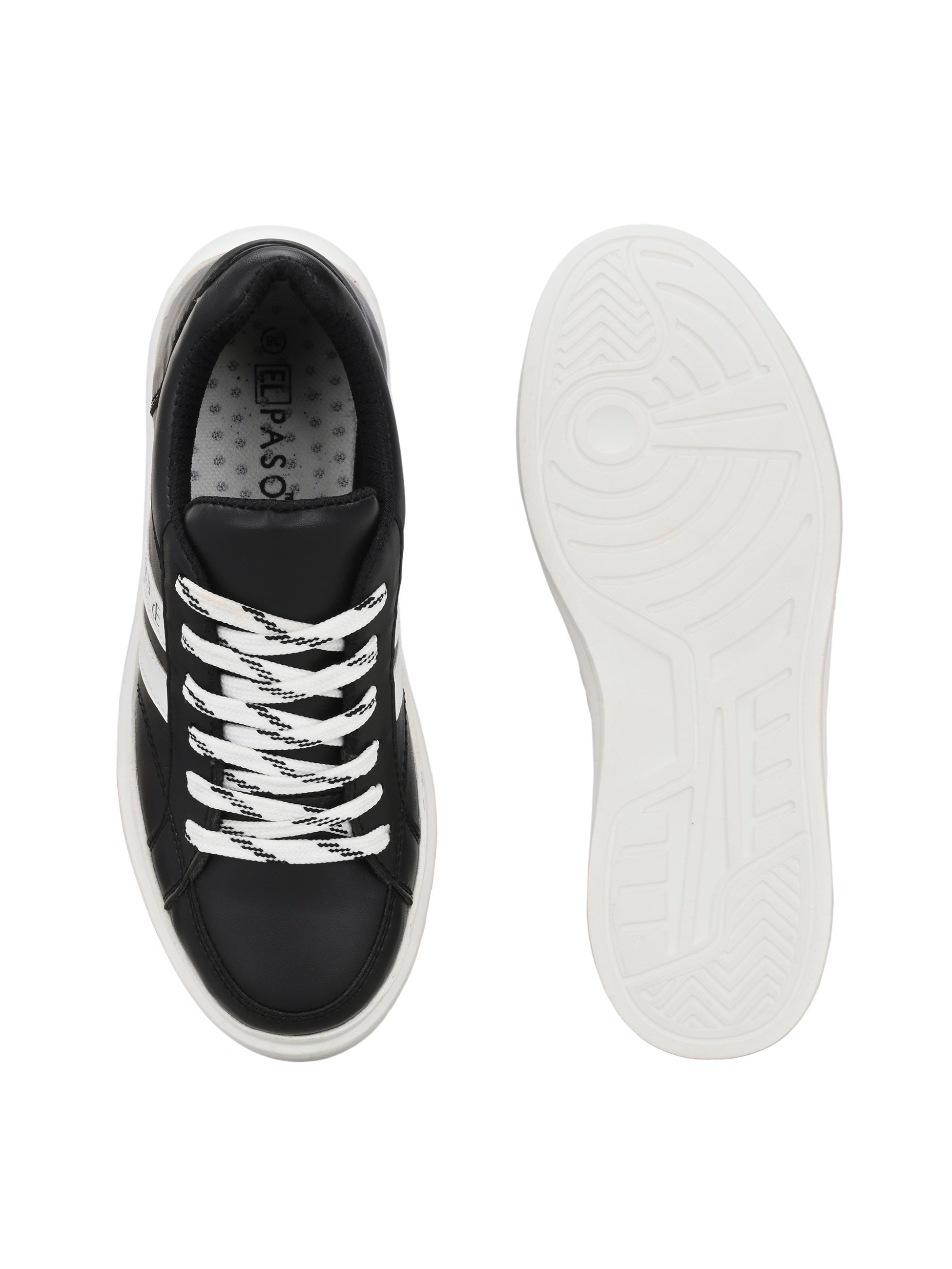 Black Casual Lace-Up Platform Heel Sneakers