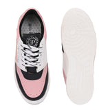 Black & Pink Lace-Up Platform Heel Sneakers