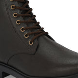 Brown Lace-Up Block Heel Boots