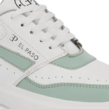 White & Green Lace-Up Platform Heel Sneakers