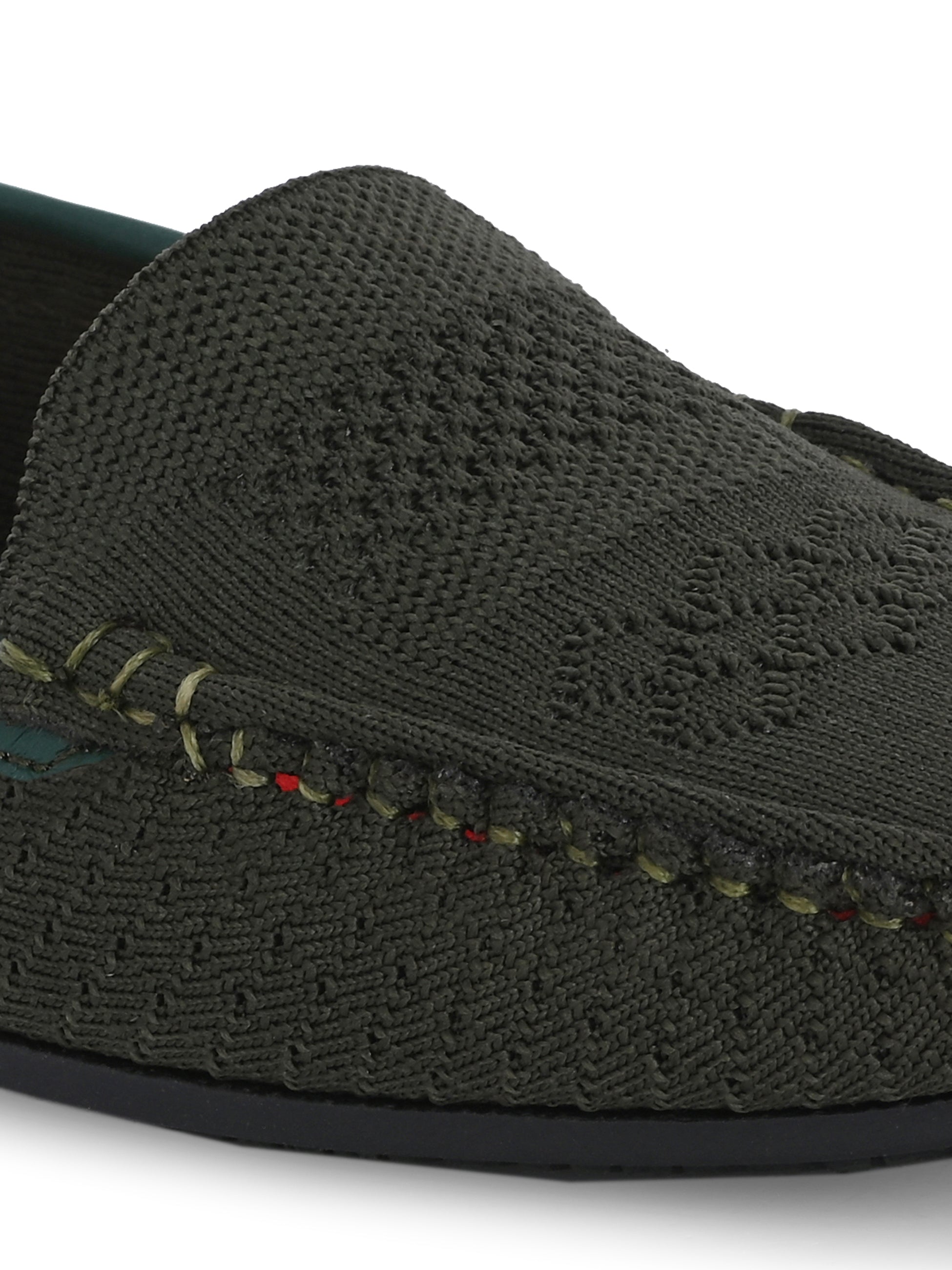 Stylish olive woven loafer with textured design