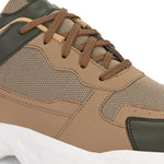 Men Beige Faux Leather lace-up Sneakers for men