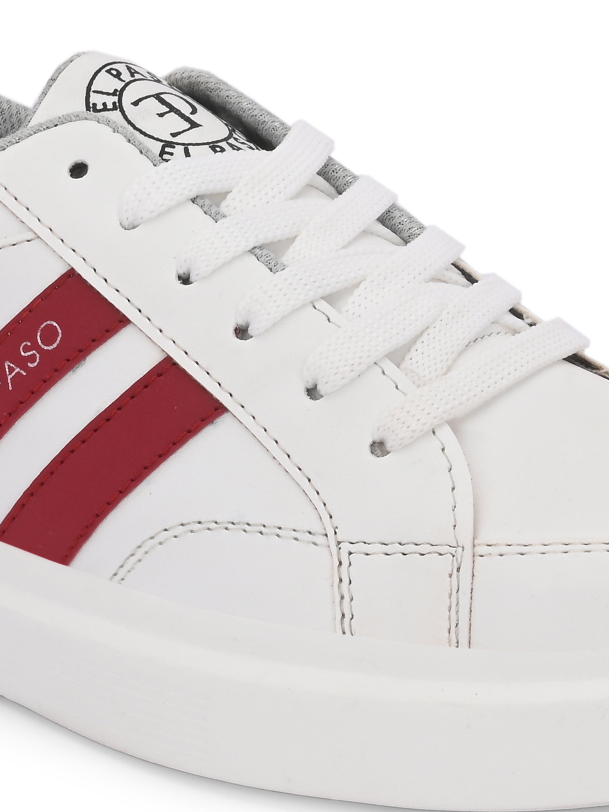 White & Red Casual Lace-Up Platform Heel Sneakers