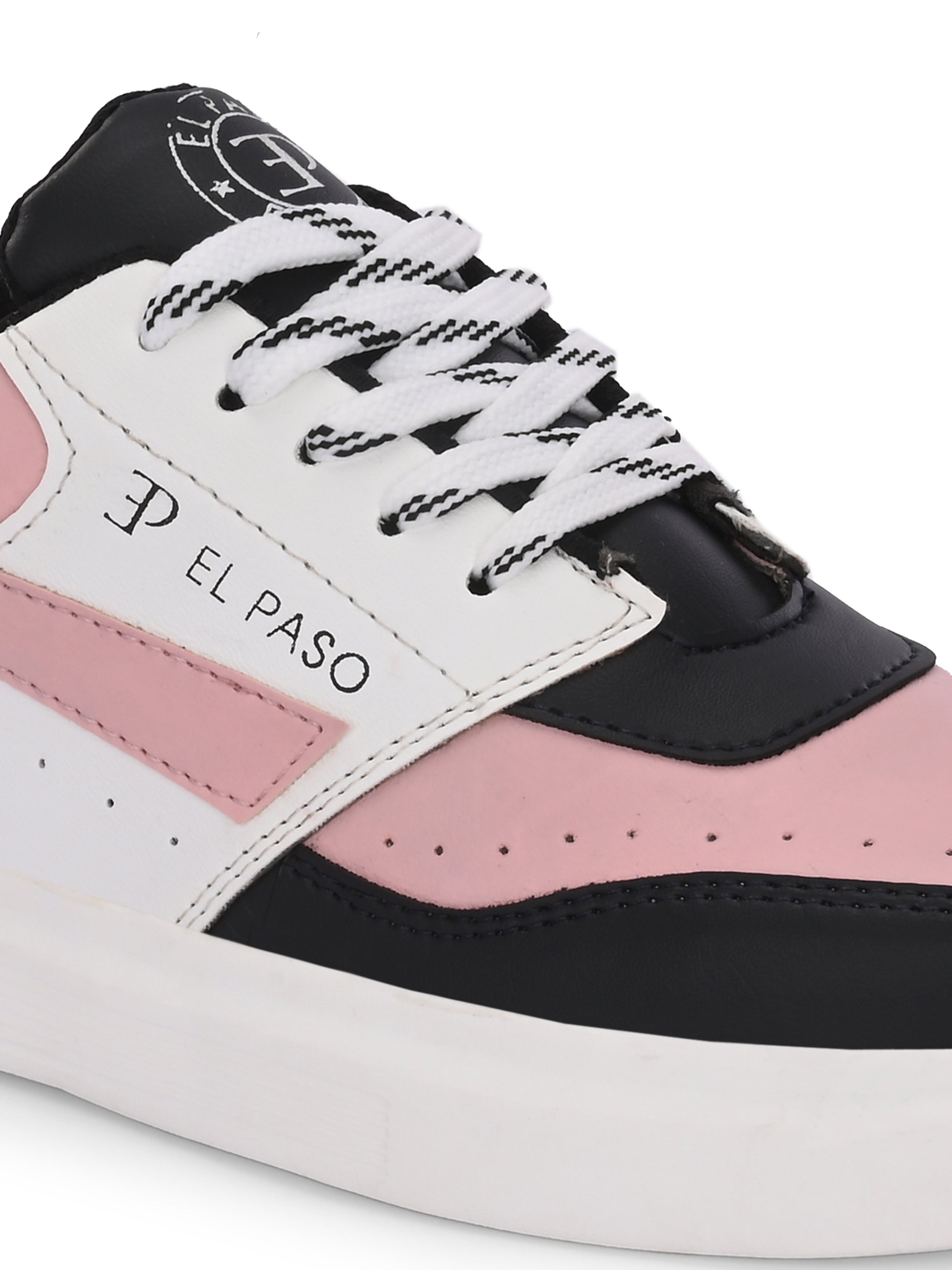 Black & Pink Lace-Up Platform Heel Sneakers