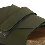 Olive Men's casual flat heel strap sandal with slip-on closure