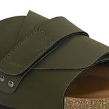 Olive Men's casual flat heel strap sandal with slip-on closure