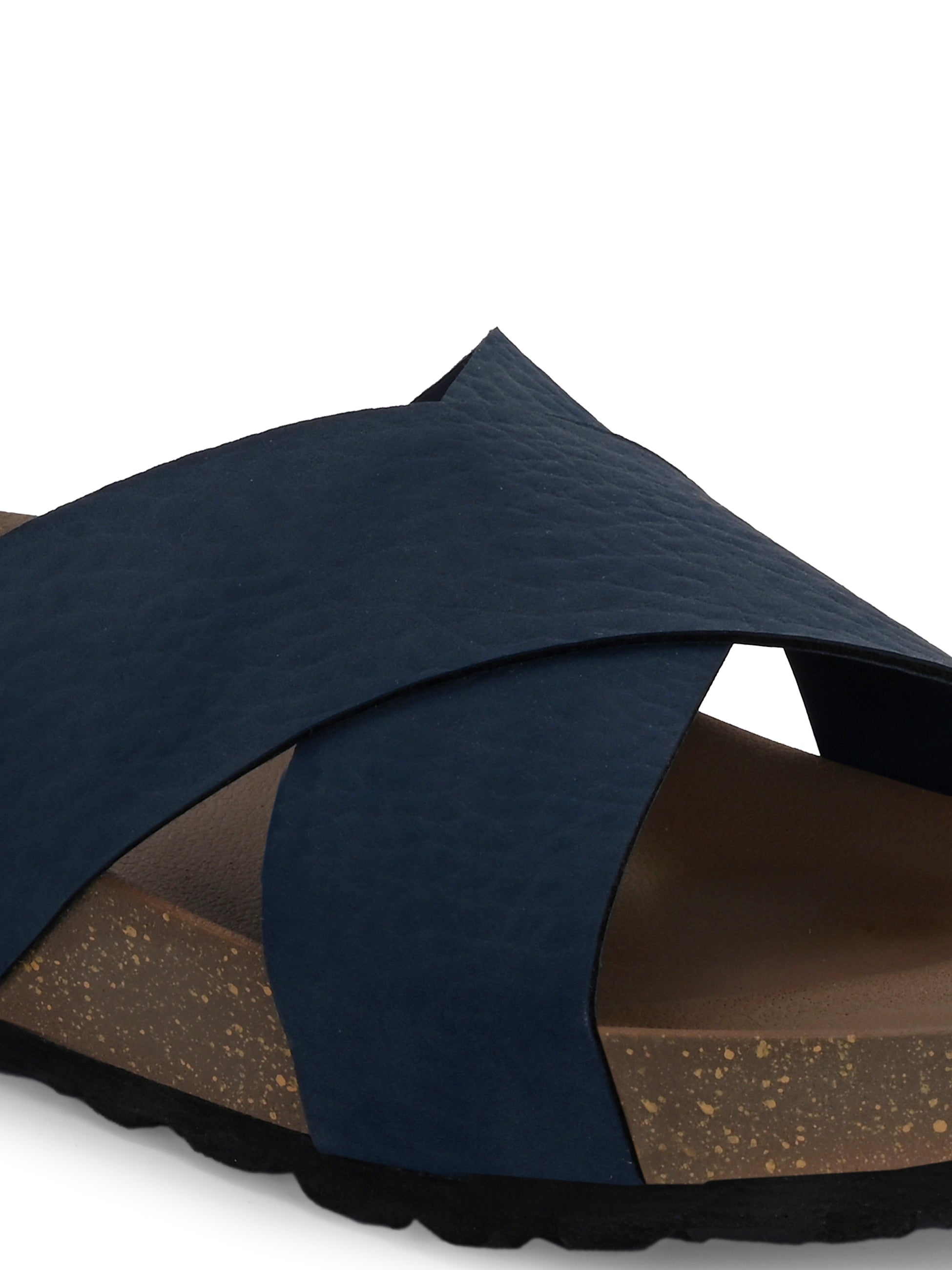 Blue Men's casual flat heel criss-cross sandal