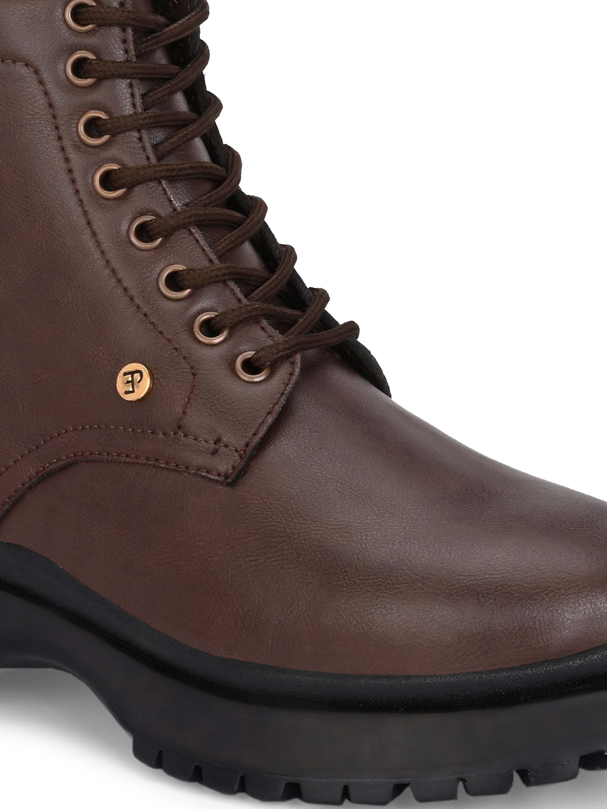 A sleek brown leather Chelsea lace-up boot with a side zipper, pull-tab at the back, and a low block heel.
