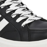 Black Casual Lace-Up Platform Heel Sneakers