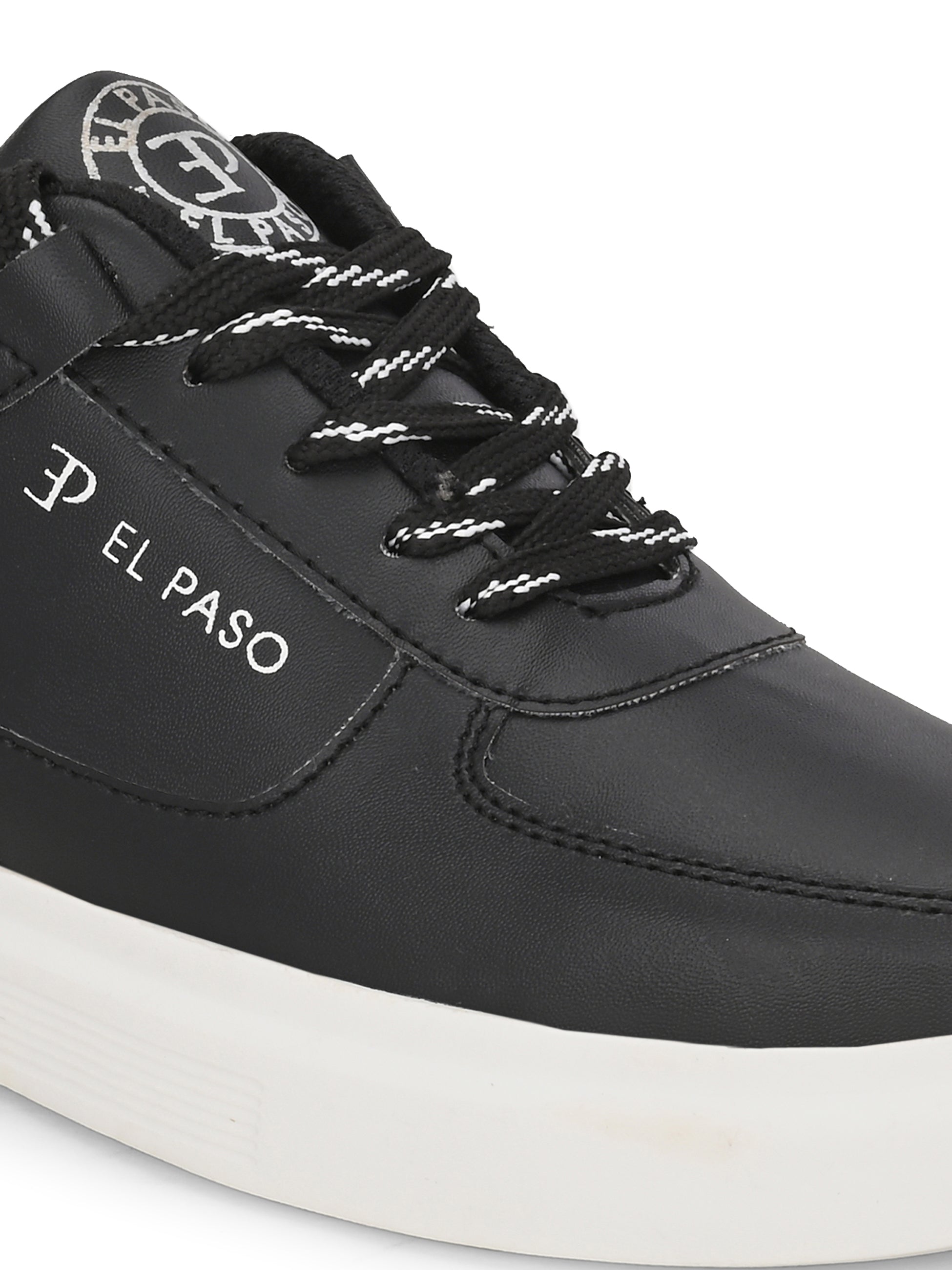 Black Lace-Up Platform Heel Sneakers