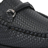 Black Textured Slip-On Loafers For Women