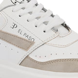White & Beige Lace-Up Platform Heel Sneakers
