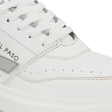 White Lace-Up Platform Heel Sneakers