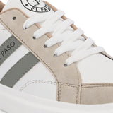 White & Beige Casual Lace-Up Platform Heel Sneakers