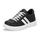 Black Casual Lace-Up Platform Heel Sneakers