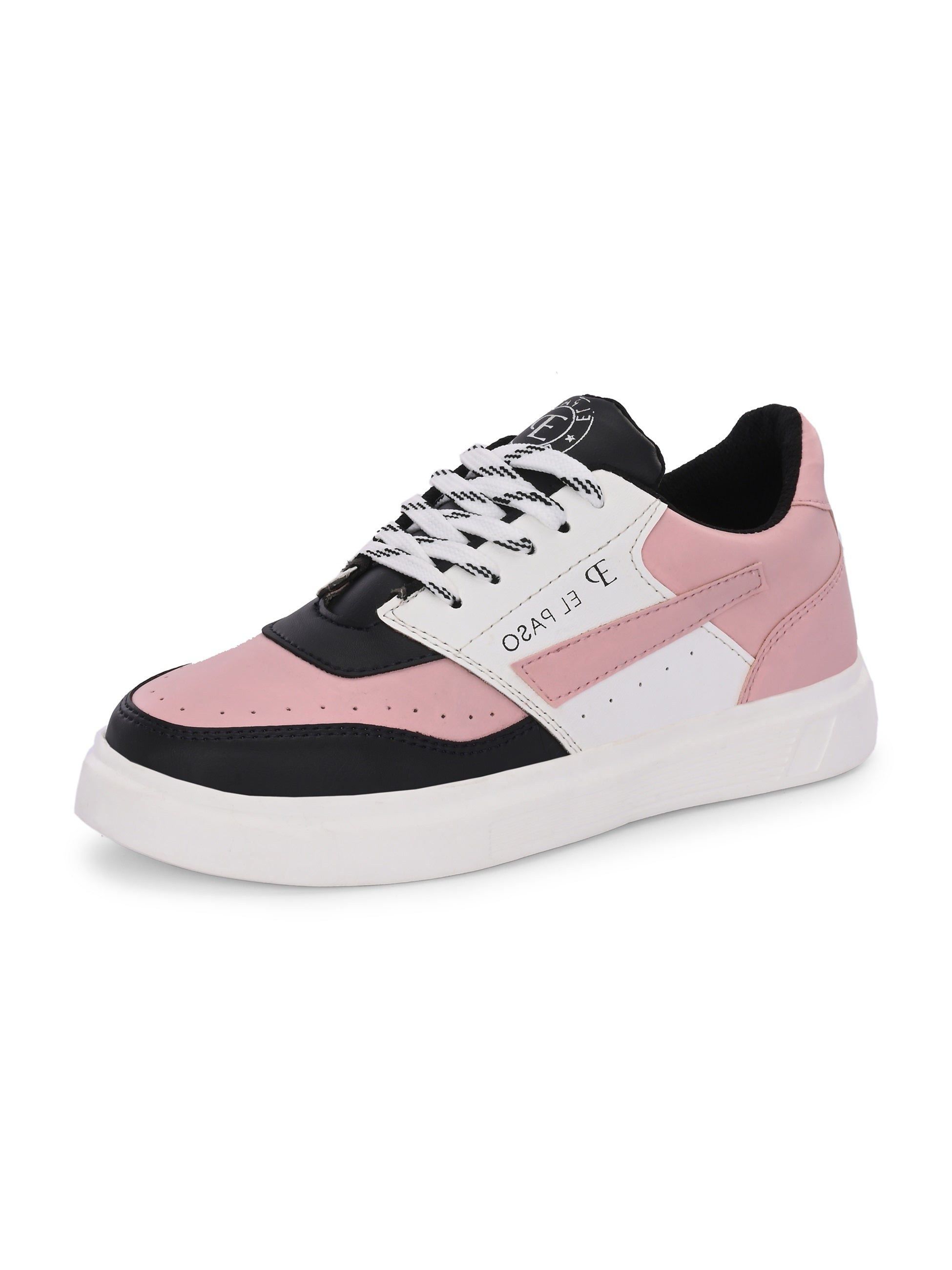 Black & Pink Lace-Up Platform Heel Sneakers