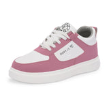 Pink Lace-Up Platform Heel Sneakers