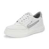 White Lace-Up Platform Heel Sneakers