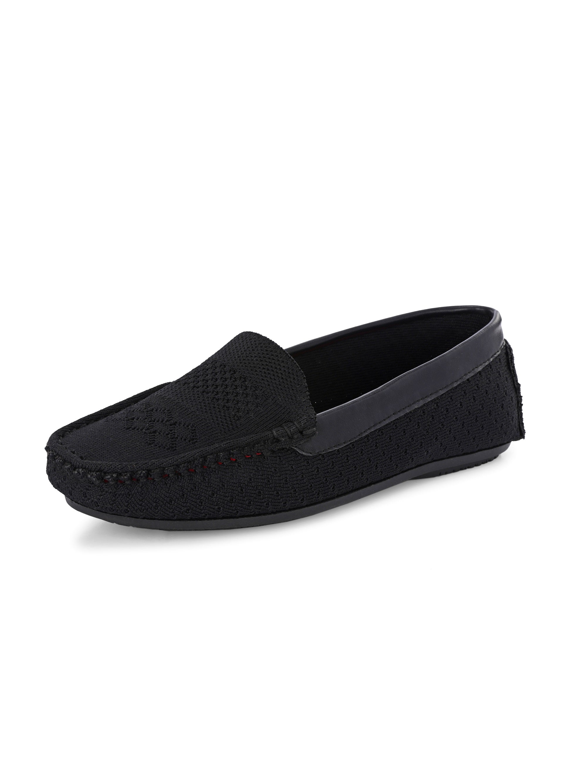 Stylish black woven loafer with textured design