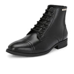 Black Lace-Up Block Heel Boots