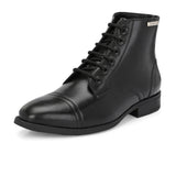 Black Lace-Up Block Heel Boots