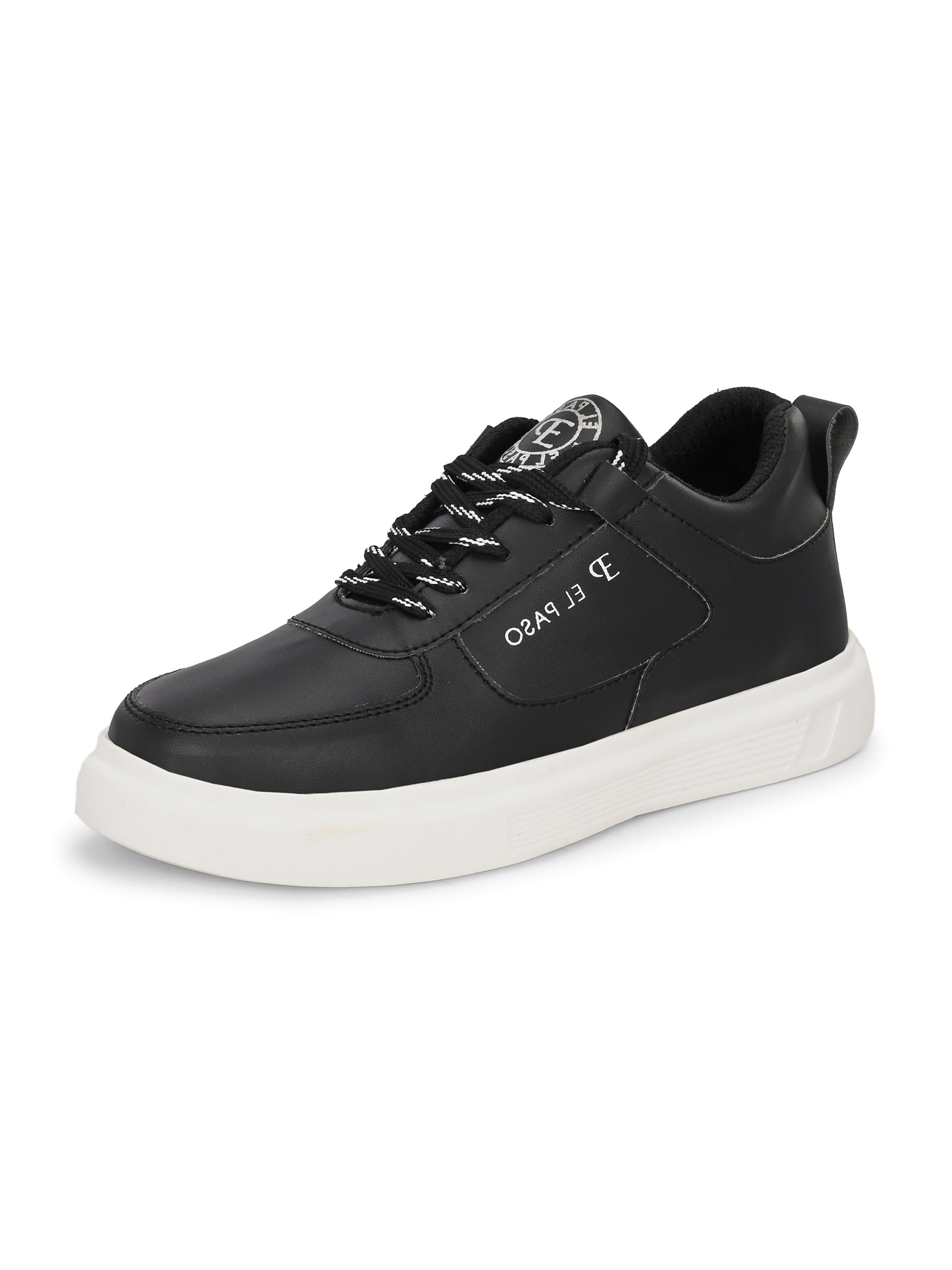 Black Lace-Up Platform Heel Sneakers