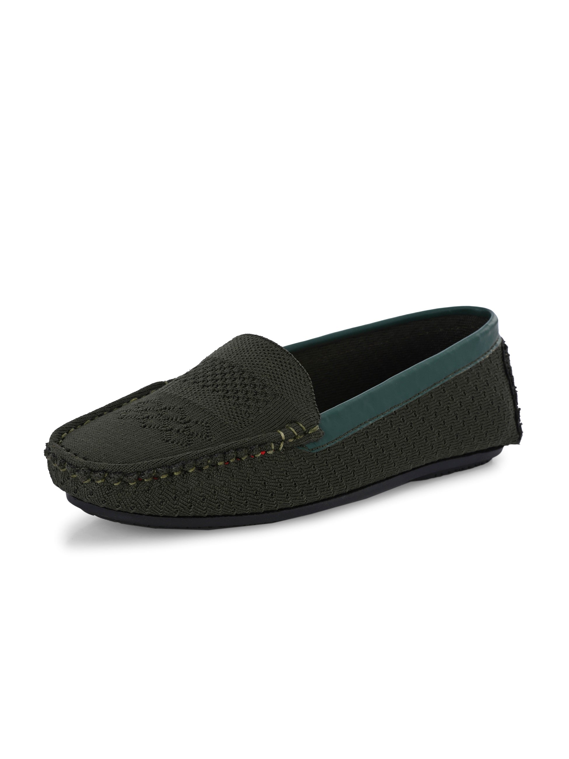Stylish olive woven loafer with textured design