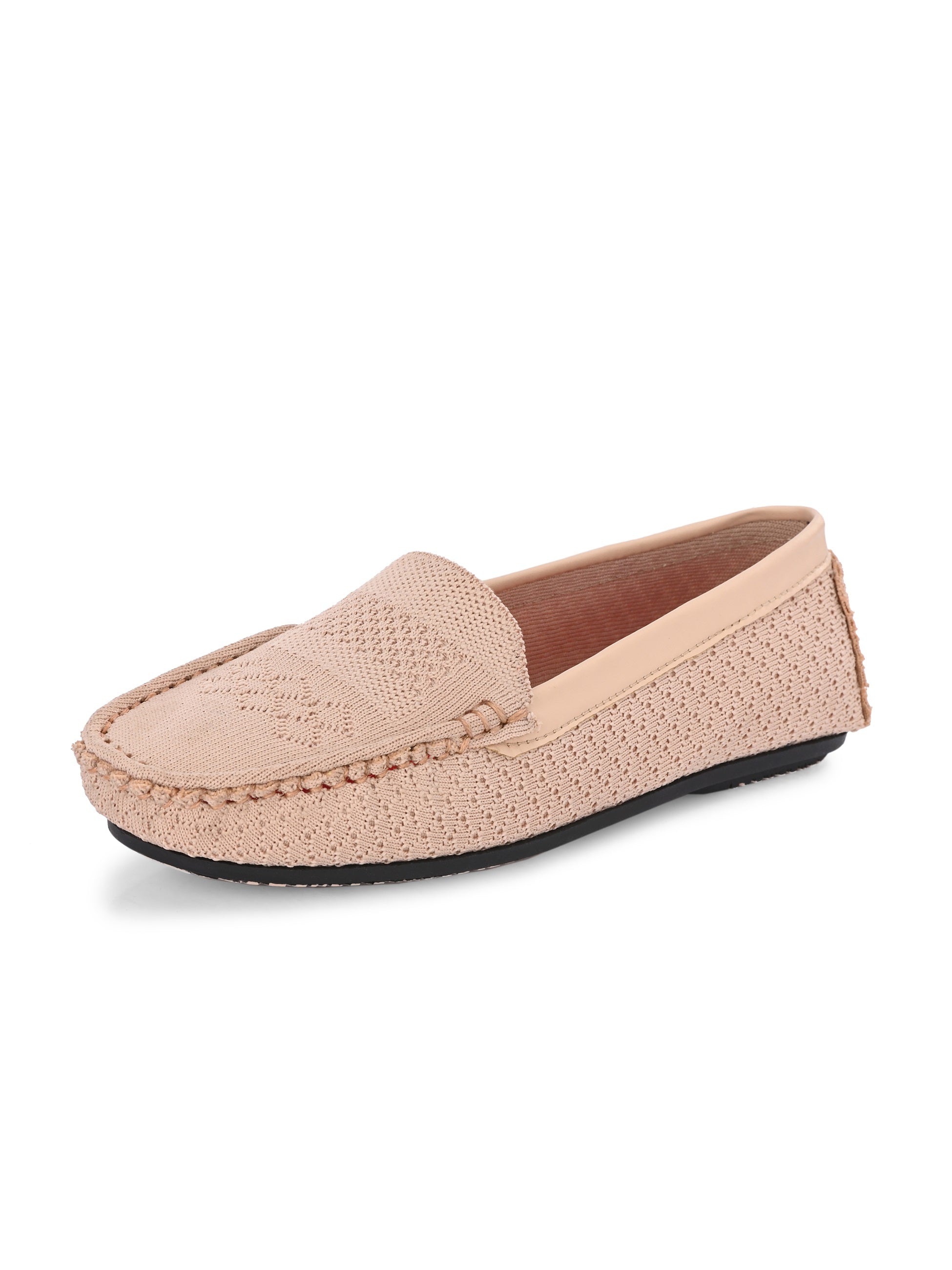 Stylish pink woven loafer with textured design