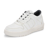 White Lace-Up Platform Heel Sneakers