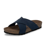 Blue Men's casual flat heel criss-cross sandal