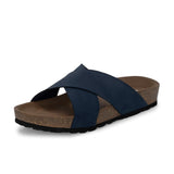 Blue Men's casual flat heel criss-cross sandal