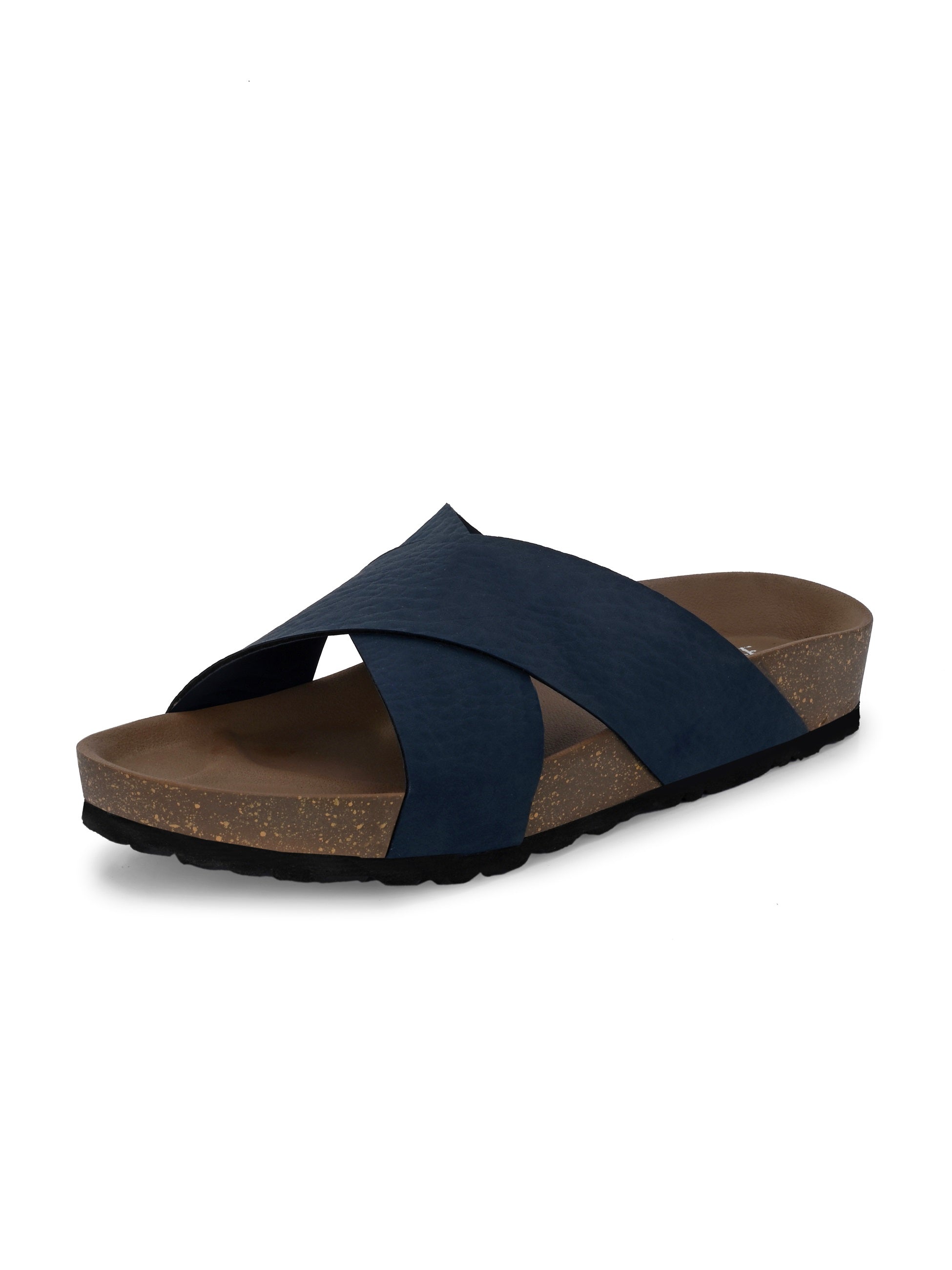 Blue Men's casual flat heel criss-cross sandal