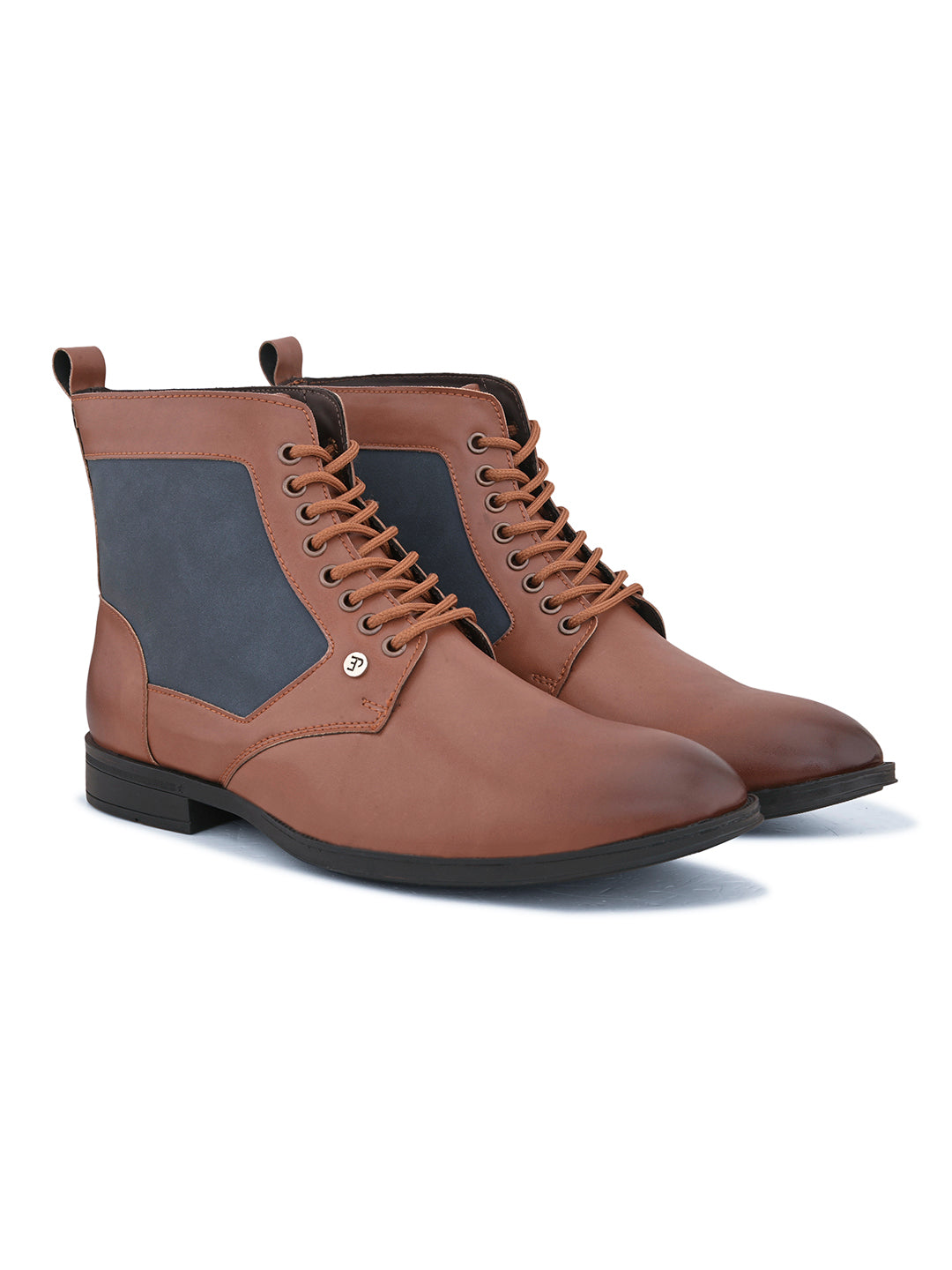 Men brown Faux Leather Casual Lace Up Boot
