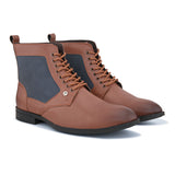 Men brown Faux Leather Casual Lace Up Boot