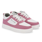 Pink Lace-Up Platform Heel Sneakers