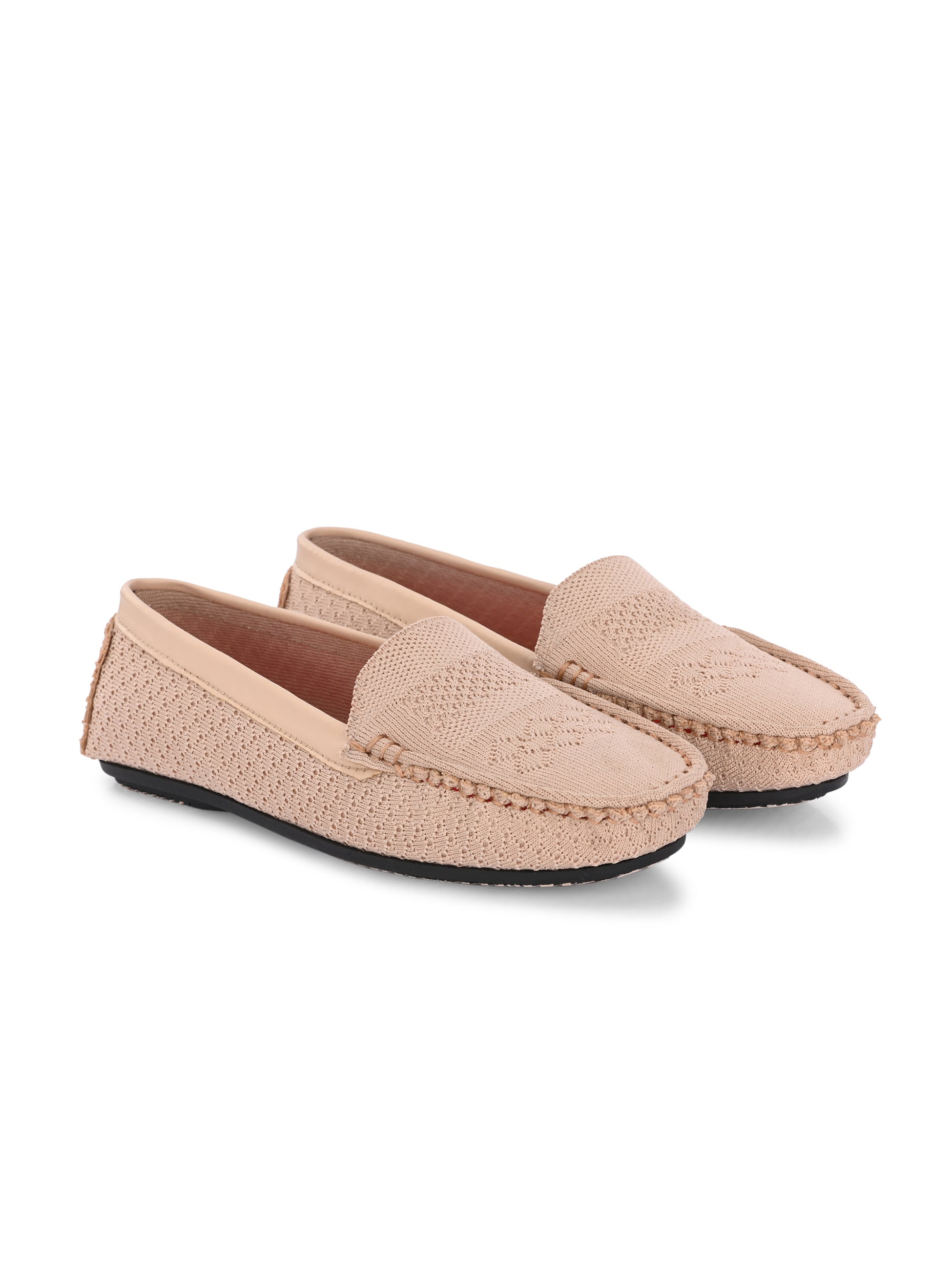 Stylish pink Leather Casual Slip On woven loafer with textured design