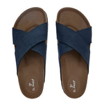Blue Men's casual flat heel criss-cross sandal