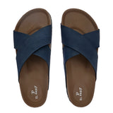Blue Men's casual flat heel criss-cross sandal