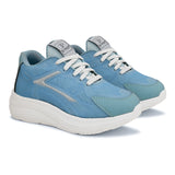 Solid Round Toe Sneakers for Women in blue and white with a simple, sleek design for a versatile and stylish look.
