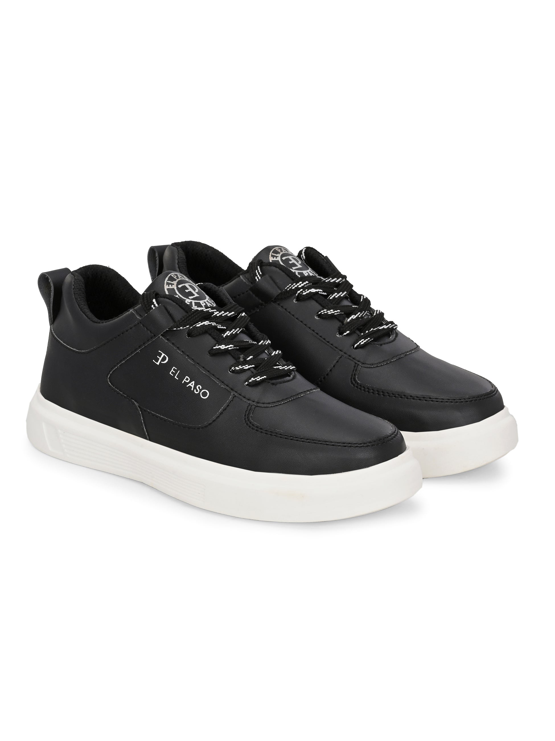 Black Lace-Up Platform Heel Sneakers