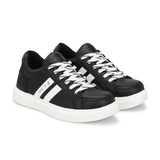 Black Casual Lace-Up Platform Heel Sneakers