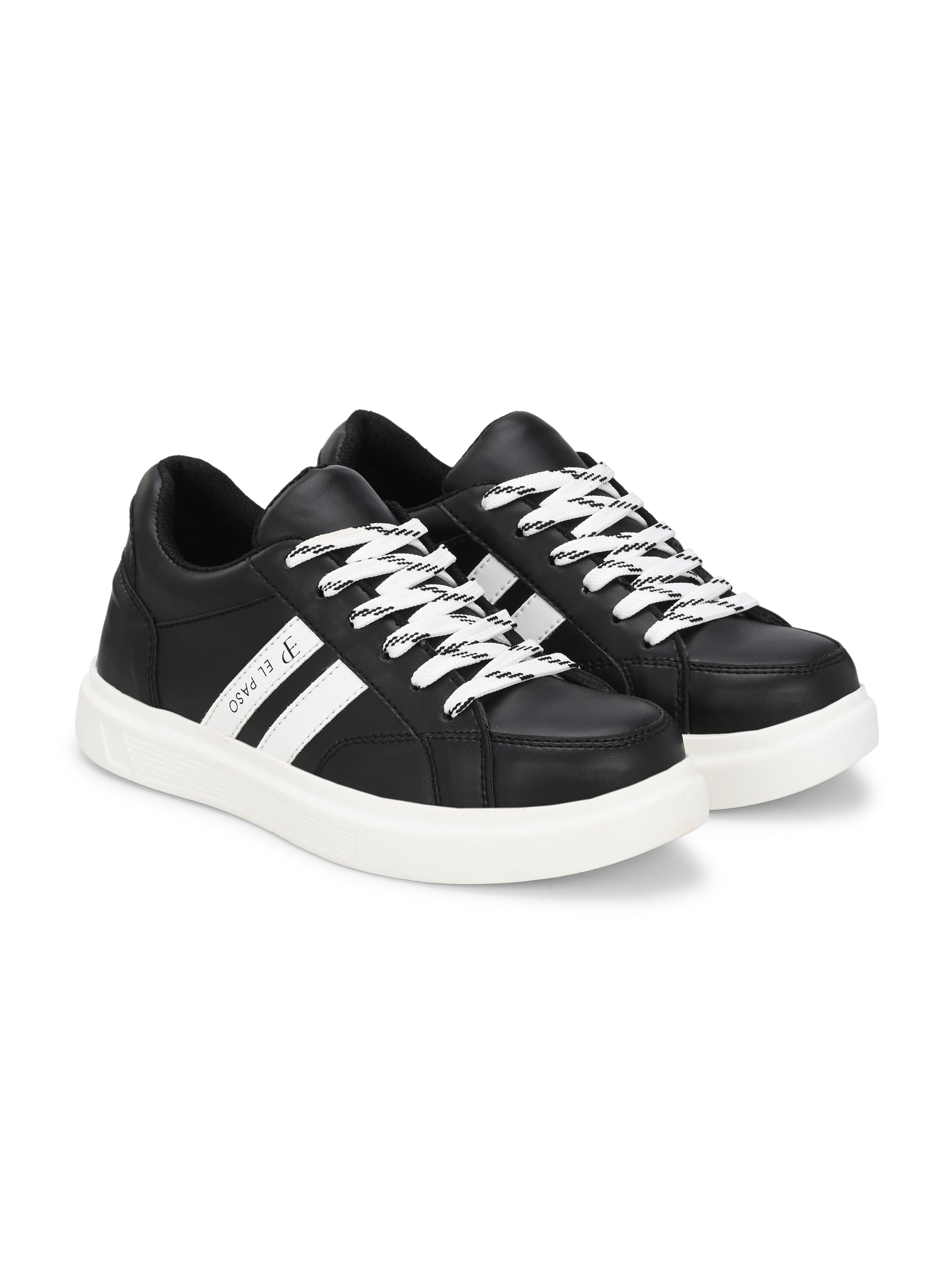 Black Casual Lace-Up Platform Heel Sneakers