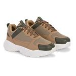 Men Beige Faux Leather Casual lace-up Sneakers