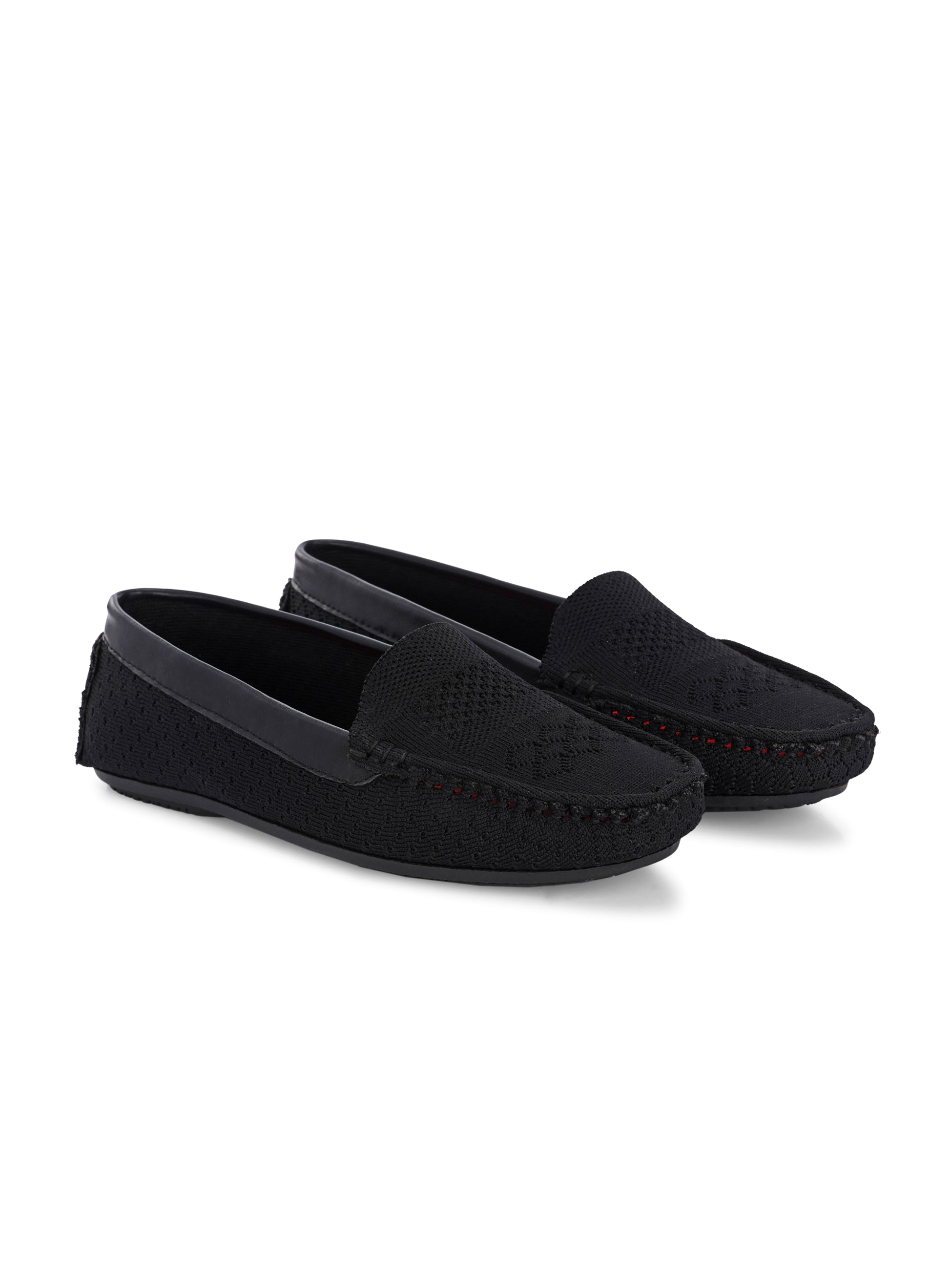Stylish black woven loafer with textured design