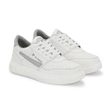 White Lace-Up Platform Heel Sneakers