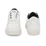 White Lace-Up Platform Heel Sneakers