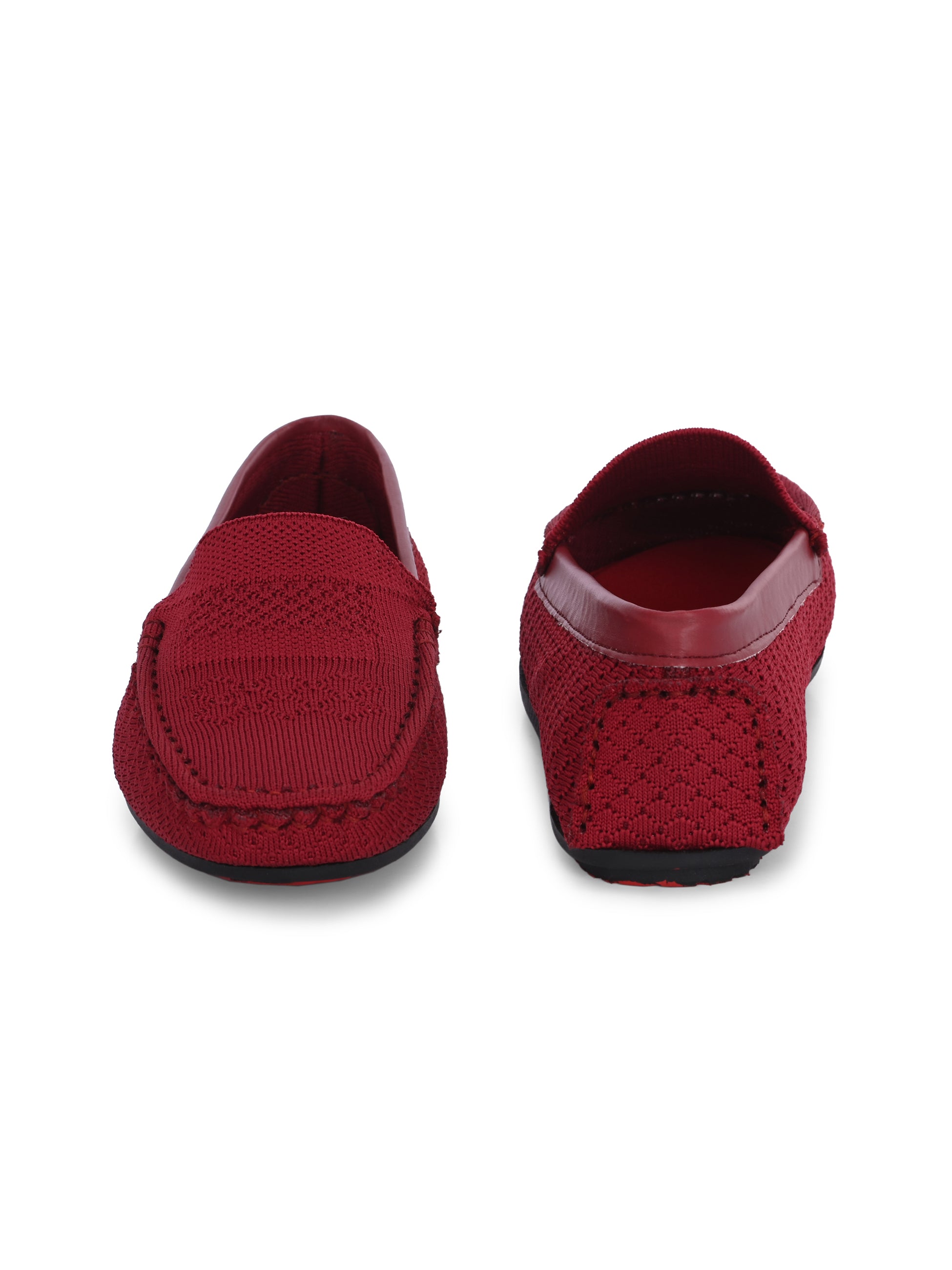 Stylish maroon Leather Casual Slip On woven loafer with textured design